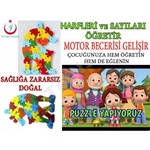 Sayılı harfli Ahşap puzzle zürafa 26 parça eğitici geliştirici çocuk sağlığına zararsız oyun puzzle