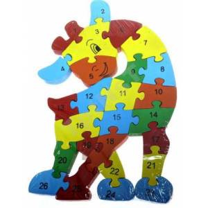 Sayılı harfli Ahşap puzzle zürafa 26 parça eğitici geliştirici çocuk sağlığına zararsız oyun puzzle