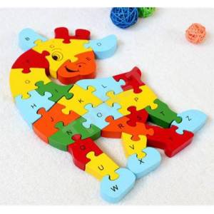Sayılı harfli Ahşap puzzle zürafa 26 parça eğitici geliştirici çocuk sağlığına zararsız oyun puzzle