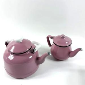 Pembe Emaye Çaydanlık Seti ikili Nostaljik Set Süper Kalite