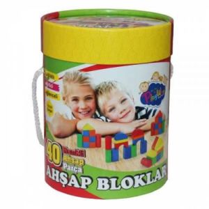 PlayWood Kutulu, Renkli 40 Parça Blok SET - Eğitici Oyuncaklar