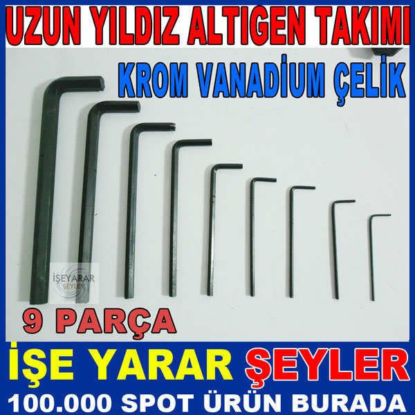 KROM VANDİUM ÇELİK 9LU UZUN ALTIGEN ALYAN TAKIMI