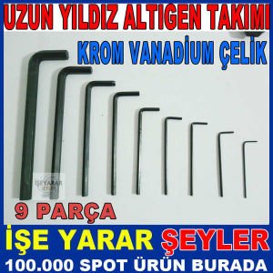 KROM VANDİUM ÇELİK 9LU UZUN ALTIGEN ALYAN TAKIMI