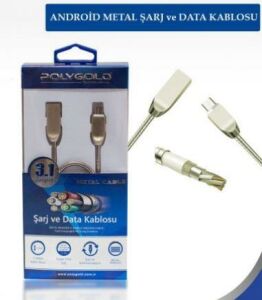 PG-264 ANDROID METAL UÇLU 3.0 USB  DATA KABLO Turbo Sarj Kablosu