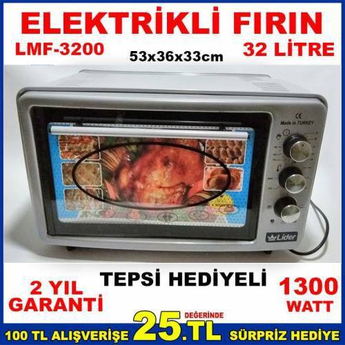 Lider 32lt Tepsi Hediyeli 1300w Elektrikli Fırın
