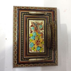 Ahşap Altın Varaklı Kakma Sedef İşlemeli İnce El İşçilikli 19.5x14.5 cm Kalemlik