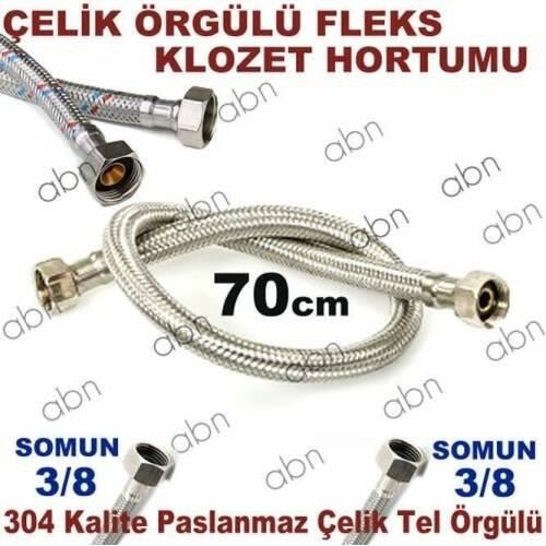 FLEKS KLOZET BAĞLANTI HORTUMU Somunlar 3/8-3/8-UZUNLUK:70cm