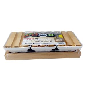 Kırılmaz Plastik Kase Ahşap 3Parça Kahvaltılık ve Çerezlik Takımı Yeni Nesil Ayrılabilen Kahvaltılık