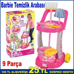 Barbie Temizlik Arabası Çocuk Temizlik Yapma Oyunu