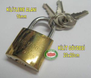 DOLAP,ÇANTA,VALİZ İÇİN ASMA KİLİT 20mm SARIPRİNÇ