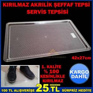 Kırılmaz Şeffaf Akrilik Servis Tepsisi
