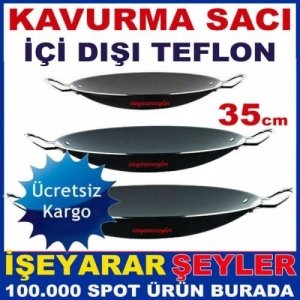 İÇİ DIŞI TEFLON ÇİFT KULPLU 35cm KAVURMA SACI YANMAZ,YAPIŞMAZ