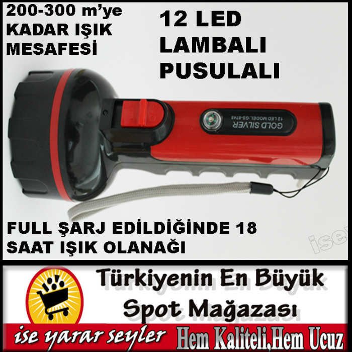 200-300m IŞIK MESAFELİ ŞARJ EDİLEBİLİR EL FENERİ