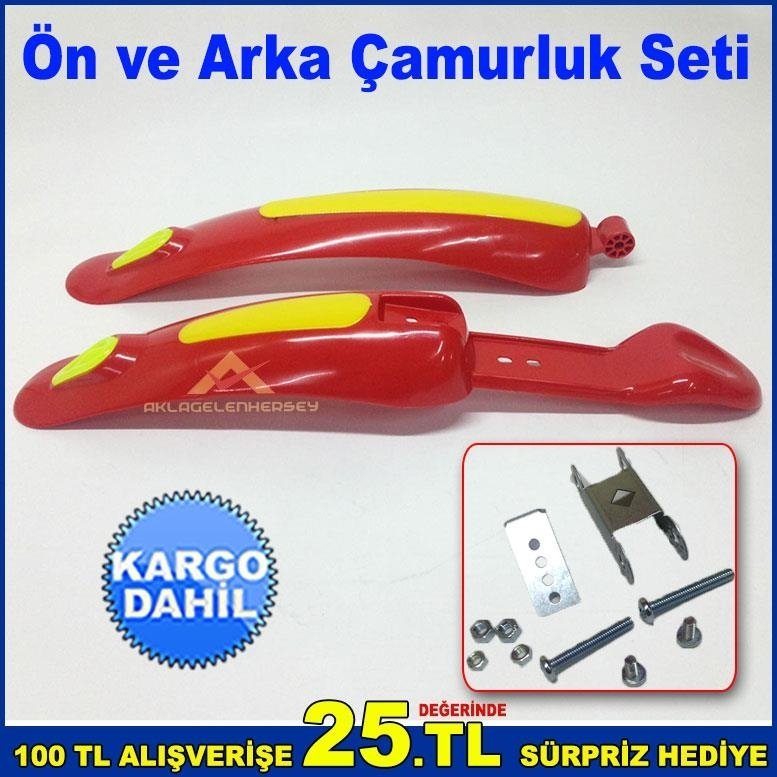 Bisiklet Çamurluk Seti Plastik Bisiklet Çamurluk Sarı Kırmızı