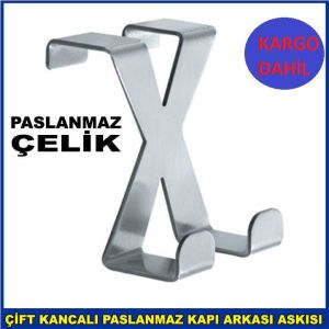 Çift kancalı X model paslanmaz çelik kapı askısı,amerikan kapı arkası askısı tüm kapılara uyumludur