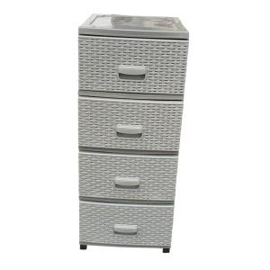 4 Çekmeceli Makaralı Tekerlekli Gri Renk Plastik Komidin Sebzelik