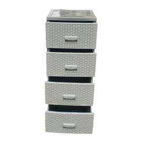 4 Çekmeceli Makaralı Tekerlekli Gri Renk Plastik Komidin Sebzelik