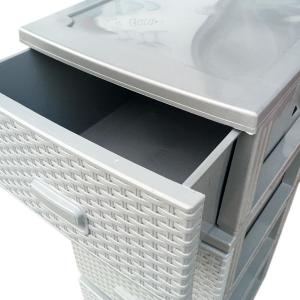 4 Çekmeceli Makaralı Tekerlekli Gri Renk Plastik Komidin Sebzelik