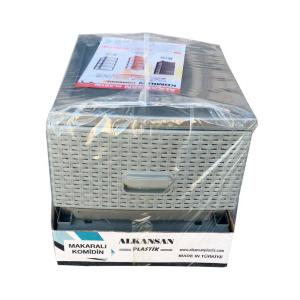 4 Çekmeceli Makaralı Tekerlekli Gri Renk Plastik Komidin Sebzelik