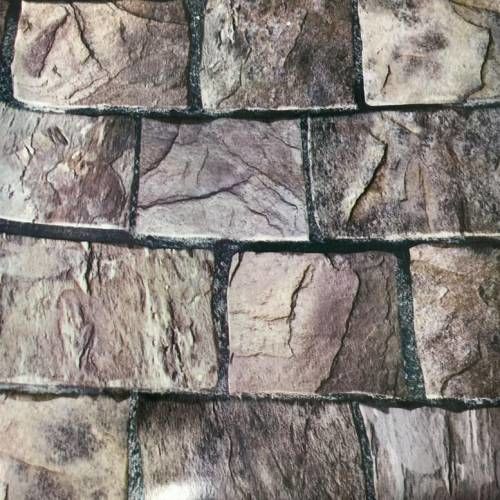 5mt Rulo 500x45cm Nefti Yeşil Koyu Bej Haki Taş Desen Pvc Folyo Yapışkanlı Duvar+Mobilya Kaplaması