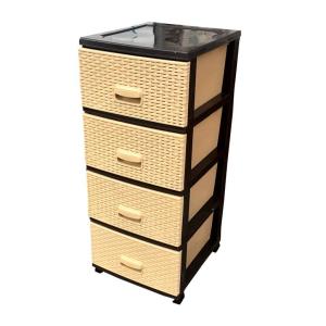 Çekmeceli Makaralı Tekerlekli Kahverengi Plastik Komidin Sebzelik