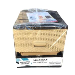 Çekmeceli Makaralı Tekerlekli Kahverengi Plastik Komidin Sebzelik