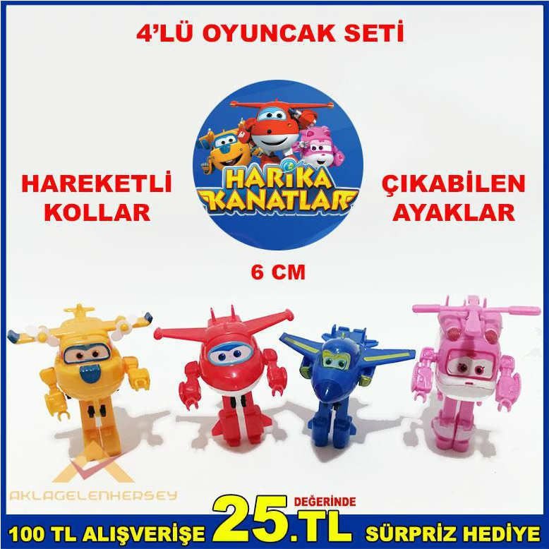 4'LÜ HARİKA KANATLAR DÖNÜŞEN OYUNCAK UÇAK SETİ