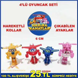 4'LÜ HARİKA KANATLAR DÖNÜŞEN OYUNCAK UÇAK SETİ