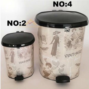 6 LİTRE DESENLİ KÖŞELİ PEDALLI ÇÖP KOVASI NO2