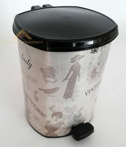 6 LİTRE DESENLİ KÖŞELİ PEDALLI ÇÖP KOVASI NO2