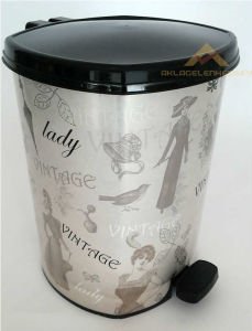 6 LİTRE DESENLİ KÖŞELİ PEDALLI ÇÖP KOVASI NO2