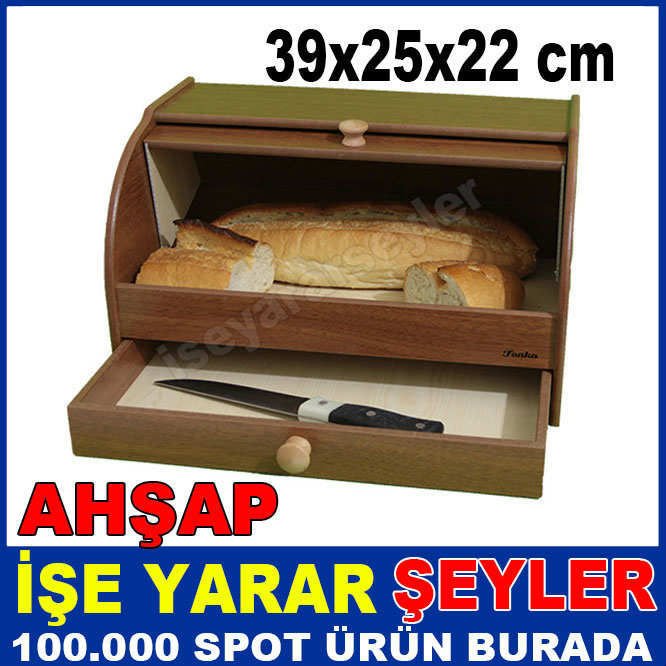 BÜYÜK BOY AHŞAP  ÇEKMECELİ EKMEK KUTUSU EKMEKLİK