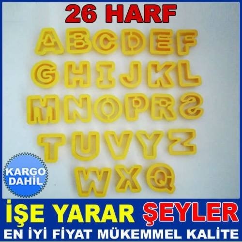 ÖZEL KUTULU 26 HARFTEN OLUŞAN KURABİYE KALIBI