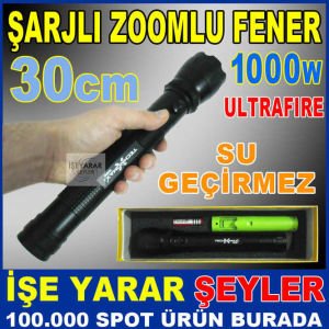 ŞARJLI ULTRAFIRE ZOOMLU UZUN BOY EL FENERİ 30cm