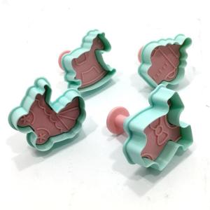 Yaylı Bas Çıkart Bebek Arabalı 4 lü Şeker Hamuru Kurabiye Kalıbı