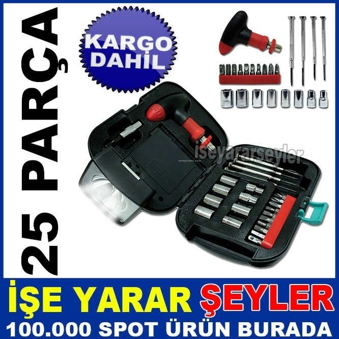 25 PARÇA PİLLİ IŞIKLI TAKIM ÇANTASI SETİ KD