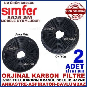 Simfer Ankastre Davlumbaz Filtresi Simfer 8639 Sm Davlumbaz Ankastre Aspiratör Karbon Filtre-1009