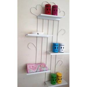 5 Katlı Dekoratif Metal Kalp Model Duvar Rafı