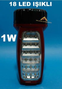 GÜÇLÜ IŞIK 1W ŞARJLI EL FENERI 18 LED IŞILDAK