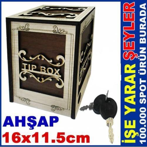 TİP BOX BAHŞİŞ KUTUSU ÖZEL İŞLEMELİ AHŞAP KUMBARA ÇİFT YEDEK ANAHTARLI GÜVENLİ DEKORATİF TİP KUTUSU