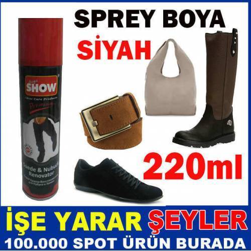 Siyah Renk Süet-Nubuk Deri Eşya Sprey Boya
