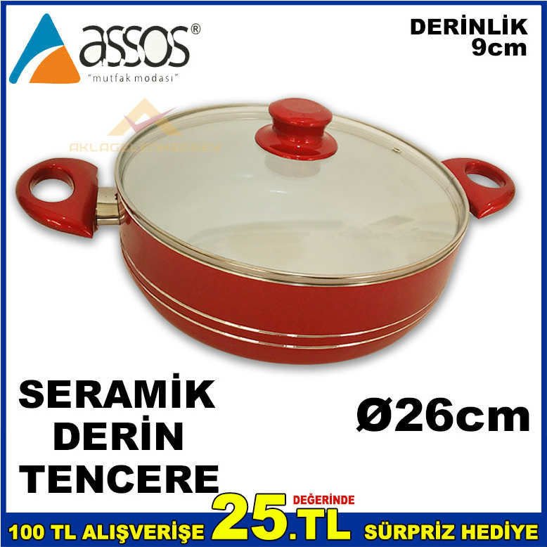 ASSOS SERAMİK 26cm DERİN YANMAZ YAPIŞMAZ TENCERE