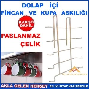 PASLANMAZ ÇELİK DOLAP İÇİ 10 KANCA  FİNCAN ASKISI KUPA ASKILIĞI