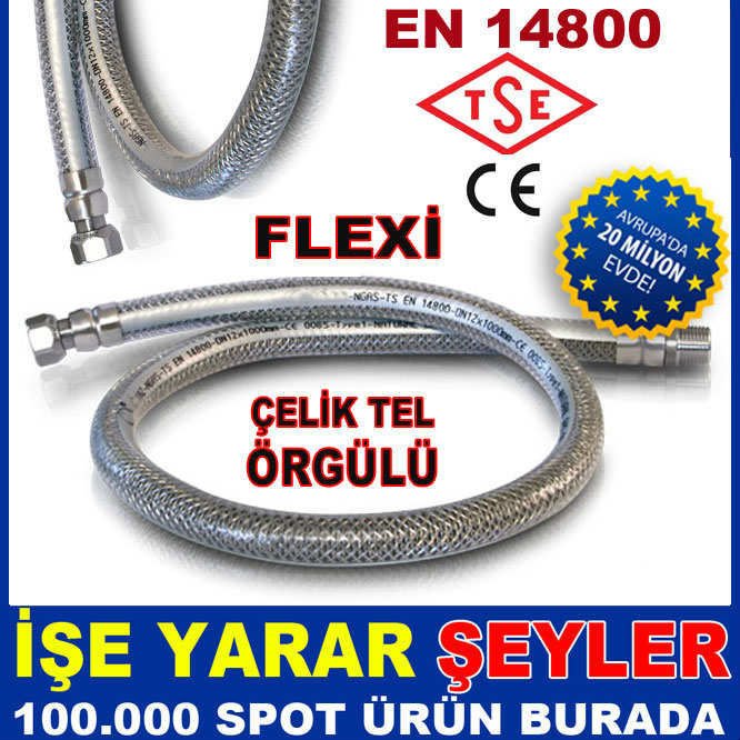150cm GÜVENLİ FLEXİ DOĞALGAZ BAĞLANTI HORTUMU