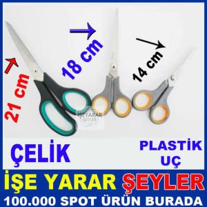 21 cm ERGONOMİK PLASTİK SAPLI ÇELİK MAKAS-3
