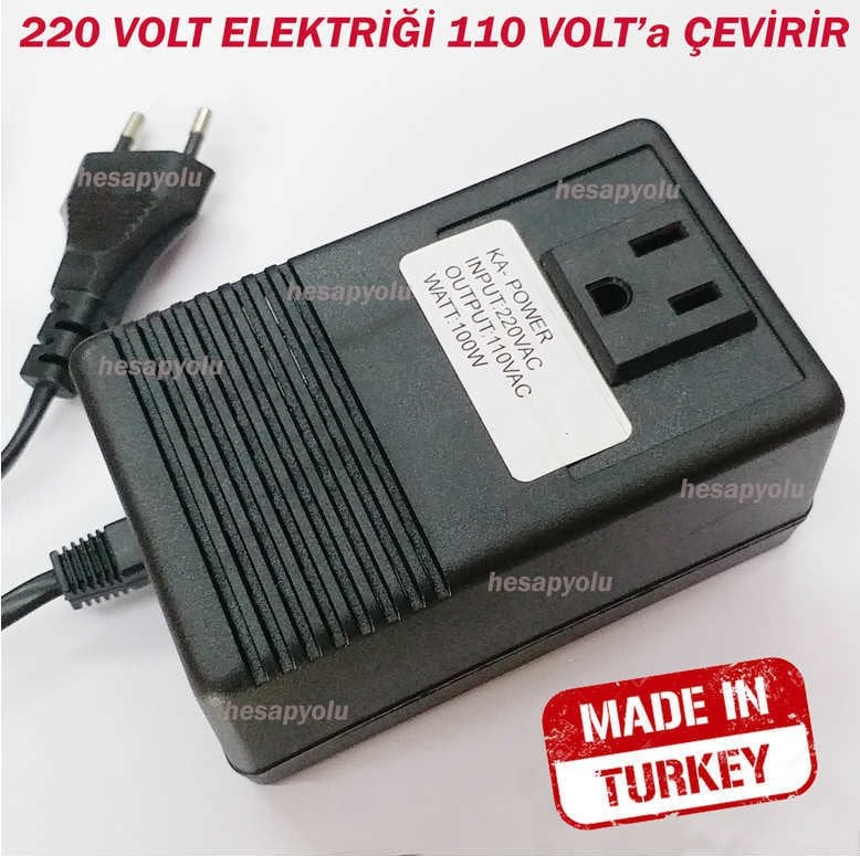Elektrik gücü dönüştürücü konvertör 220 volt elektriği 110 volta çevirici adaptör 100 Watt convertör