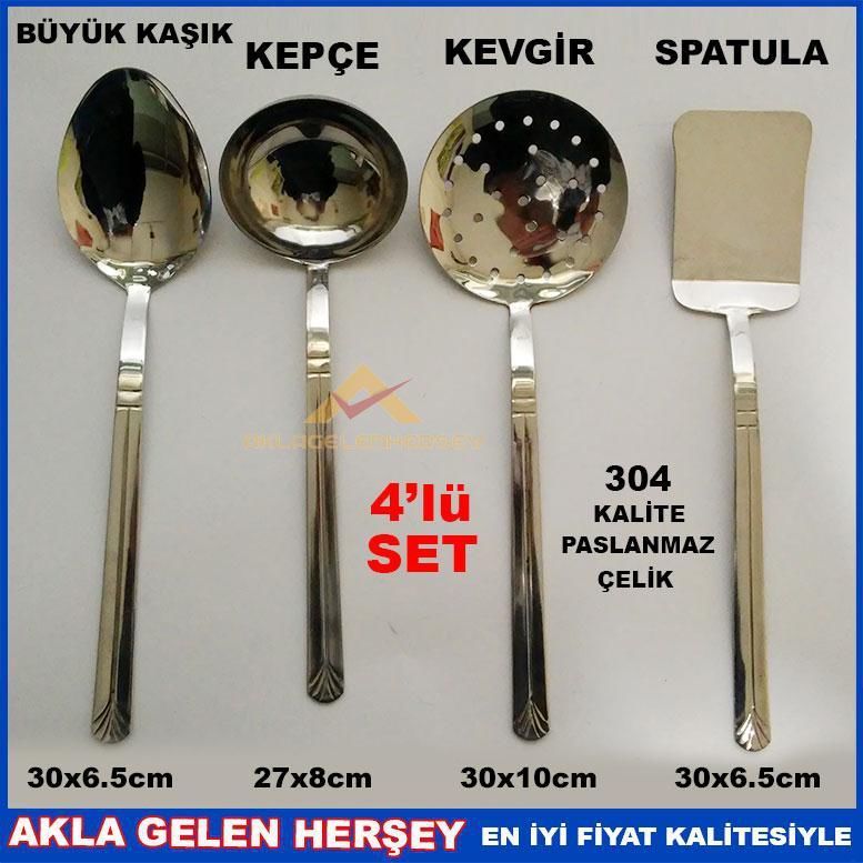 ÖMÜR BOYU GARANTİLİ 304 KALİTE PASLANMAZ ÇELİK 4'lü SET