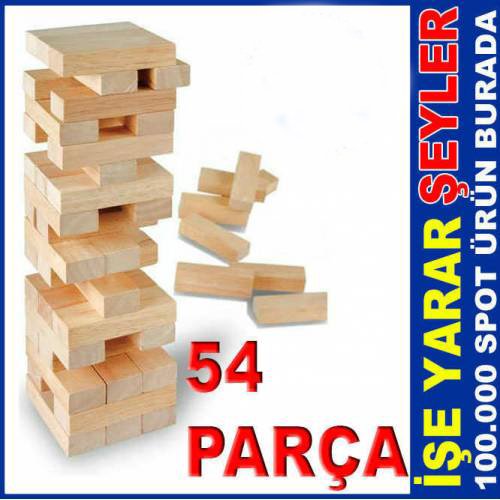 54 Parçalı Ahşap Kule Blok Efsane Denge Oyunu Kd