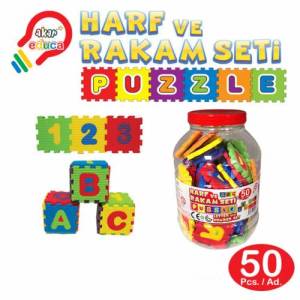 50 Parça Sünger Puzzle Eğitici Harf Ve Rakam Seti Türkçe İngilizce
