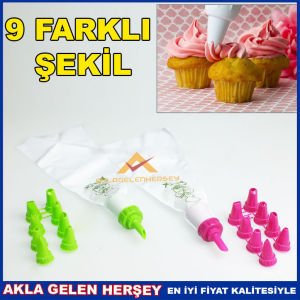 9 FARKLI ŞEKİL RENKLİ BAŞLIKLI KREMA SIKACAĞI